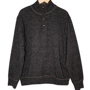 Daniele Blasi Wool Blend Button Mock Sweater XL Brown Black Heather Marl Italy